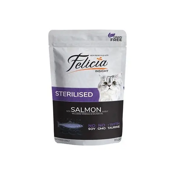 Felicia Pouch Sterilised Somon Etli Tahılsız Kısırlaştırılmış Kedi Yaş Maması 85 gr